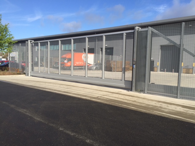 Automated Metal Mesh Cantilever Security Gate