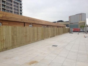 Closeboard timber fencing surrounding wooden property