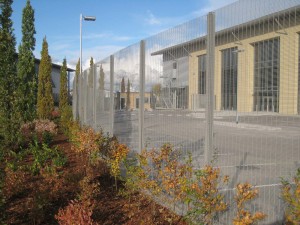 Commercial fencing mesh metal fencing surrounding data centre in slough